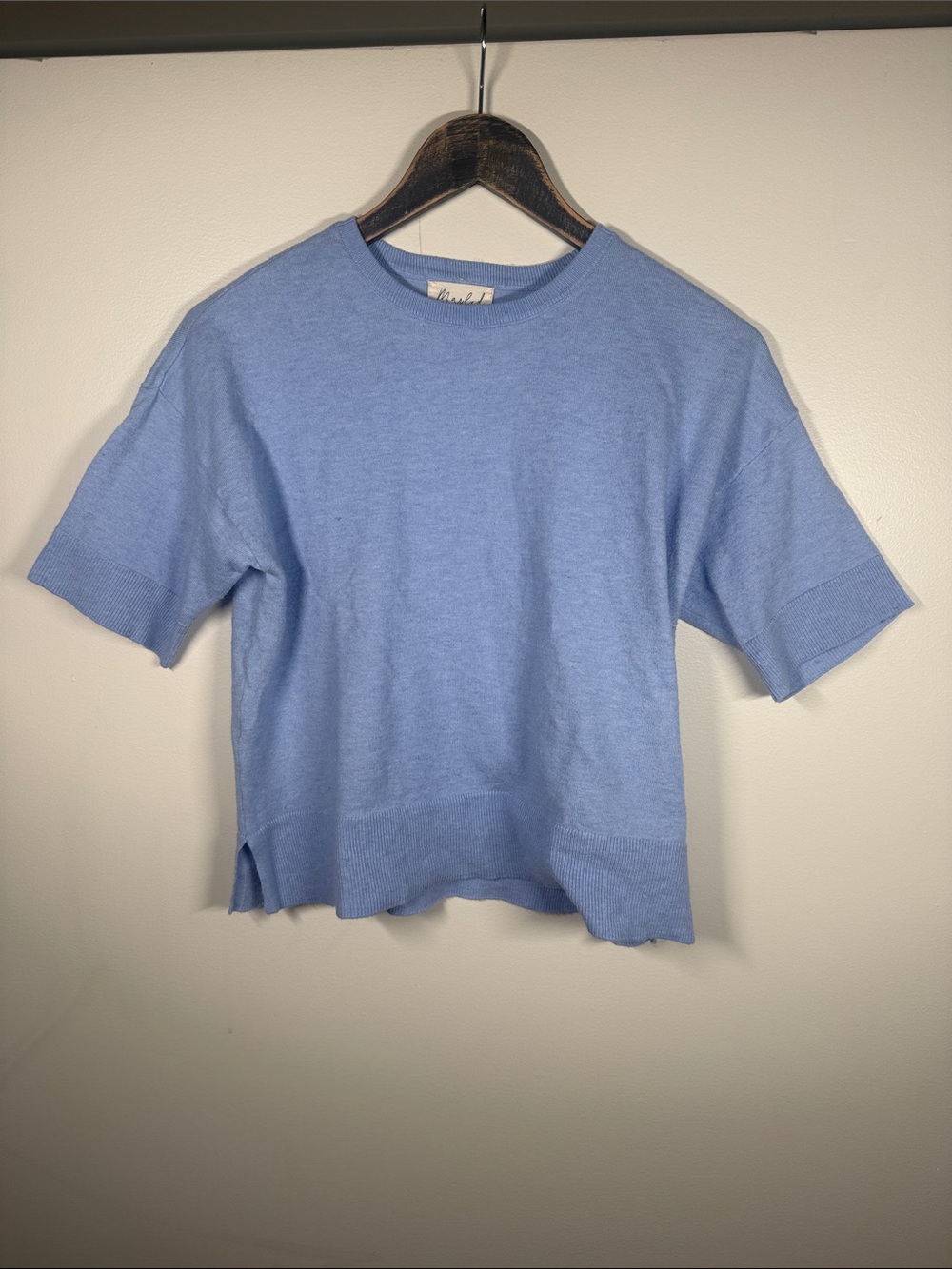 Marled Light Blue Short-Sleeve Knit Tee